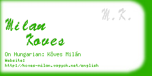 milan koves business card