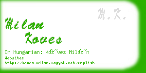 milan koves business card